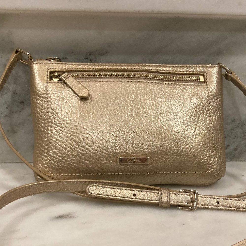 Gold Cole Haan crossbody, 8"X5"X1" Good used condition